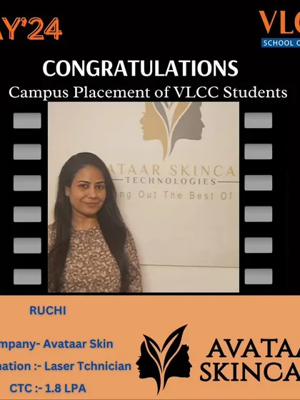 Ruchi's placement as a Laser Technician at Avataar Skincare is another success story we are proud of. Our curriculum is designed to meet the needs of modern skin clinics.