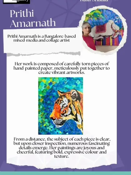 Meet Prithi Amarnath, a Bangalore-based mixed media and collage artist who creates vibrant works from meticulously torn pieces of hand-painted paper.