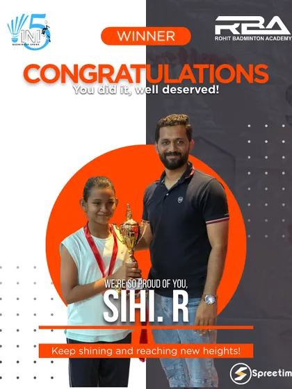 Congratulations to Sihi R. for her well-deserved double trophy win. Her hard work and dedication on the court are truly paying off.