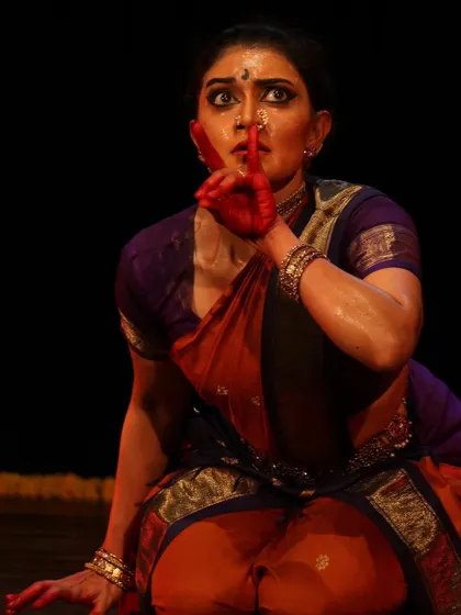 An intense moment of abhinaya from *KANHOPATRA*. Her story is one of defiance and devotion, and I use strong facial expressions and gestures to convey her inner world.