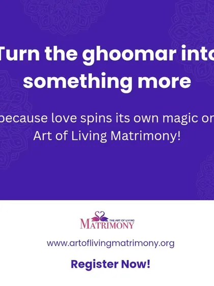 A playful Navratri message: "Turn the ghoomar into something more, because love spins its own magic on Art of Living Matrimony!"