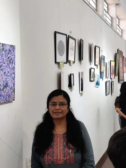 My "Purple Haze" painting of Aster flowers, which was sold at an exhibition. It's always a joy to connect with fellow artists and art lovers.