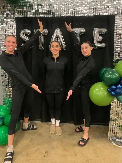Fun times at the State meet! Our Xcel Platinum, Diamond, and Sapphire athletes celebrating their success before heading to regionals.