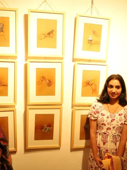 With guests at the inauguration of a group show at the IIWC Art Gallery. It was an honor to be part of this event organized by the Lavanya Art Group.