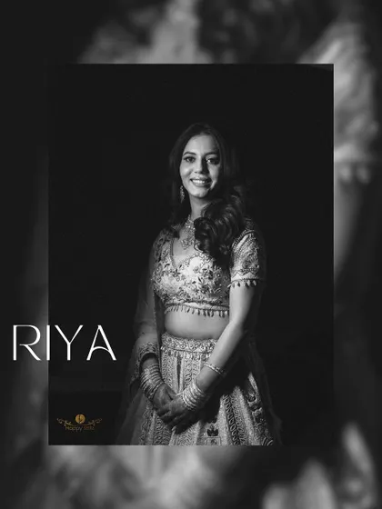 A classic black and white portrait of the bride-to-be, with her name elegantly written. This shot is timeless and full of grace.