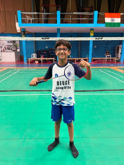 Another one of our determined young players, ready for his matches at the Haryana State Championship.