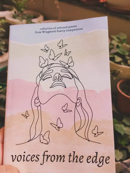 The cover of 'voices from the edge', an anthology featuring a collection of selected poems from the Wingword Poetry Competition.