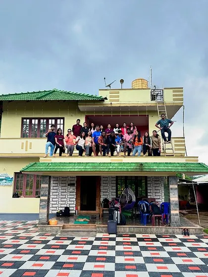 Our group posing on the roof of our homestay. We always have fun and make ourselves at home.