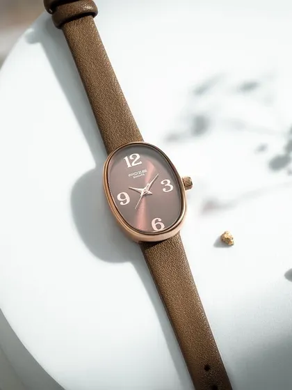 An elegant, earthy-toned watch from Sonata. I styled this piece with a marble surface and delicate dried flowers to evoke a sense of natural, understated luxury.