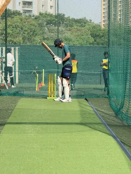 A moment of reflection for the batsman between deliveries. Mental focus is just as important as physical skill.