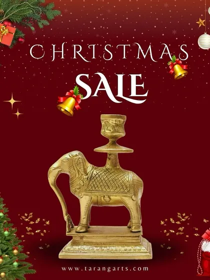 This brass elephant candle stand is both a functional and symbolic decor piece. The elephant represents strength and royalty, making this handcrafted item a perfect centerpiece that adds a touch of heritage and warm light to your home.