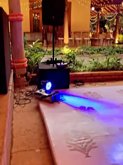 My setup for an outdoor wedding. Even with a more intimate setup, the sound and lighting are always professional.