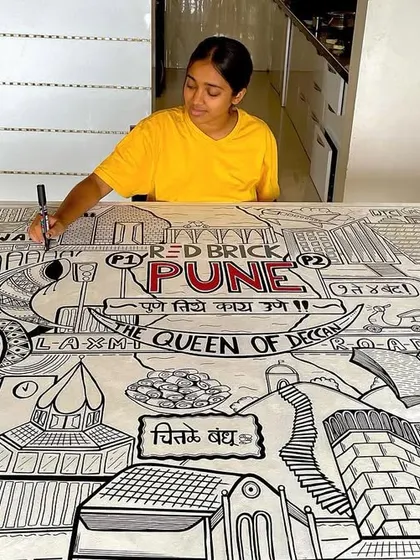 A closer look at the Pune themed doodle I created for Redbrick Offices. It’s filled with iconic local spots and cultural references that make it unique to the city.