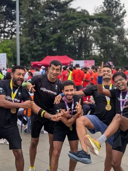 Pure joy and celebration! This is the feeling after you and your teammates have all pushed your limits and finished a tough race together.