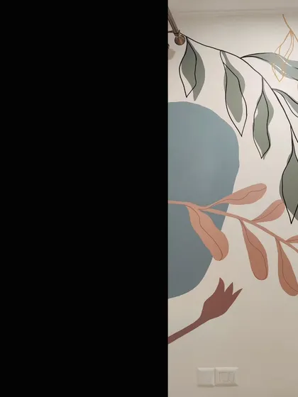 This design combines soft, abstract color blocks with delicate botanical line art for a modern and artistic feel.