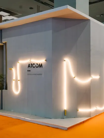 This was our booth at the Acetech exhibition, where we brought our Medusa light to life on a grand scale. We design our exhibition spaces not just to show products, but to create immersive experiences that inspire architects, designers, and visitors.