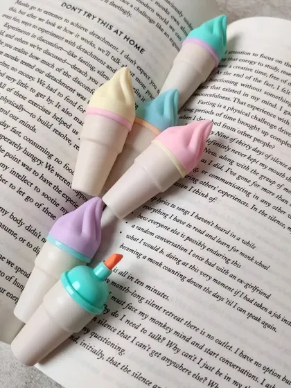 Ice cream cone highlighters that are almost too cute to use. These are perfect as return gifts or for anyone who loves adorable stationery.