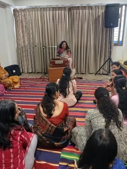 Facilitating a workshop for Bhavageethe lovers at the Indian Music Experience Museum. I also love conducting musical workshops for children at schools and private events.