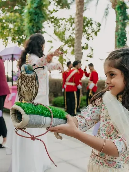 Even the youngest guests were thrilled by the falcon booth, a unique entertainment option that I can arrange for destination weddings.
