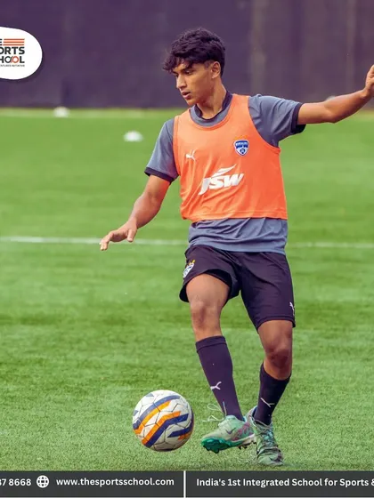 A player demonstrates calm and composed ball control, a fundamental skill for any aspiring professional footballer.