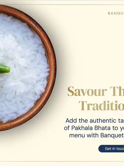 Add the authentic taste of Pakhala Bhata to your menu. This traditional fermented rice dish from Odisha is a refreshing and comforting choice for any celebration.
