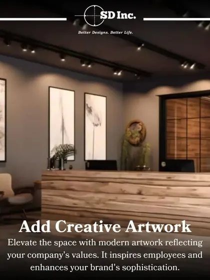 We use modern artwork to elevate a reception area and reflect company values. Art can inspire employees and communicate a brand's sophistication to clients from the moment they walk in.