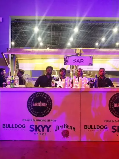 Our team ready for service at the Mumbai Coffee Festival at Jio World Drive. We partnered with brands like Skyy Vodka and Jim Beam to serve coffee-themed cocktails.