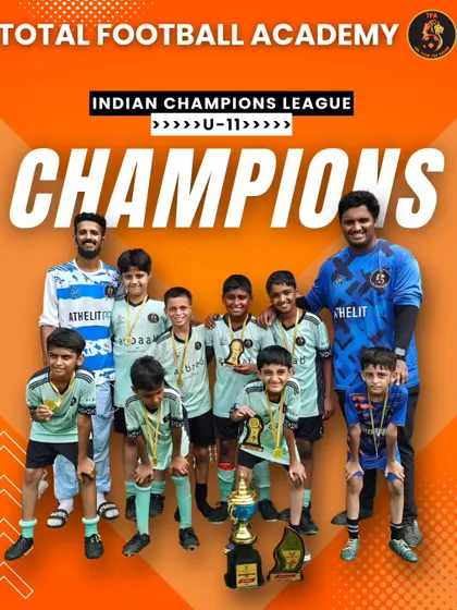 Our U11 team celebrating their championship win at the Indian Champions League.