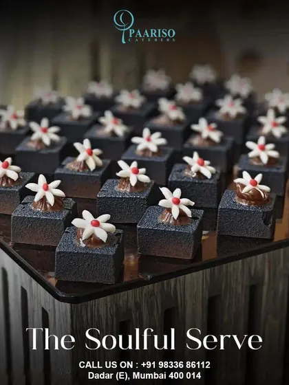 A perfect end to any meal, our desserts are crafted to be as beautiful as they are delicious. These bite-sized chocolate creations, each meticulously decorated, are arranged to create a stunning display that will delight your guests.