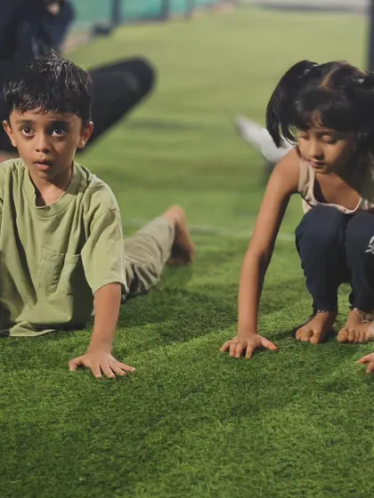 Two of our youngest members practicing their form together. We foster a supportive environment where kids can learn and grow.