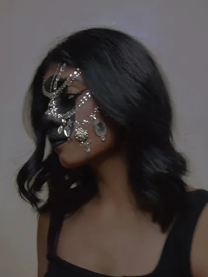A soft, blurry shot that gives the rhinestone look an ethereal, dreamy quality.