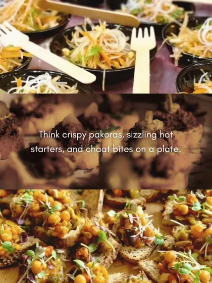 A collage showcasing our monsoon favorites, including crispy pakoras and sizzling hot starters. We curate seasonal menus to offer the most comforting and flavorful options.