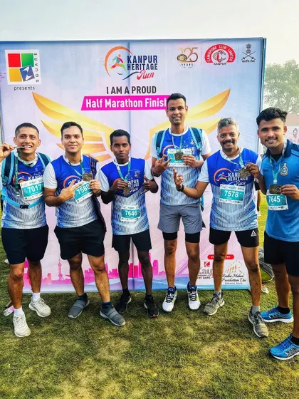 Posing with our medals after the half marathon. Sharing these achievements with friends and fellow runners makes the experience even more rewarding.