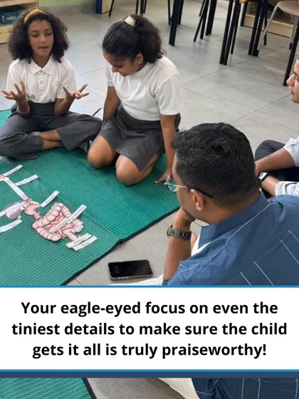 A father engages with his children during a school event, his focused attention showing his deep involvement in their education.