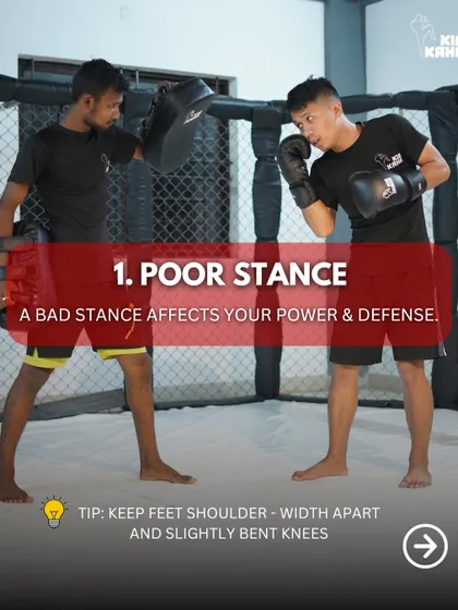 Mistake 1: Poor Stance. A bad stance compromises your power and defense. We teach you to keep your feet shoulder-width apart with knees slightly bent for a solid, balanced base.