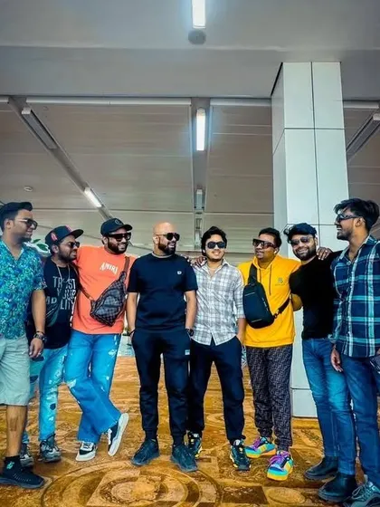 The Saaz-e-Mehfil band at the airport, on our way to a gig in Siliguri. We are a tight-knit group of musicians.