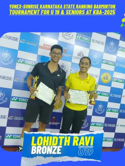 Lohidth Ravi proudly displays his Bronze medal for U19 Mixed Doubles at the state ranking tournament, another strong performance from our rising star.