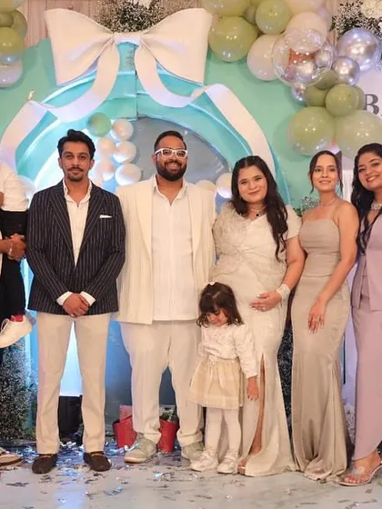 A group photo from the Baby Jain shower, showing how even the smallest guests are part of the big day.