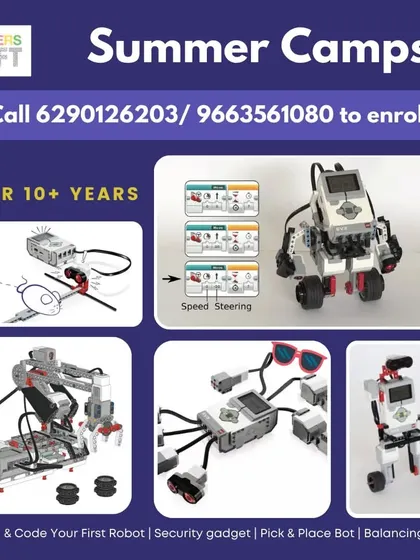A duplicate of ID 252, this image showcases the advanced projects for our 10+ age group, including a balancing bot and security gadgets.