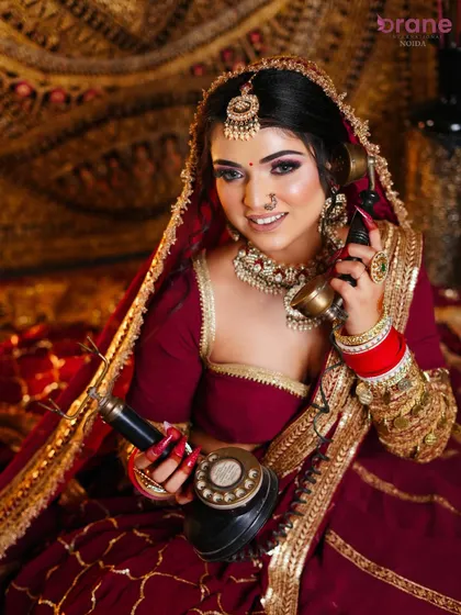 A playful and engaging shot that adds personality to a bridal portfolio, showing the bride's happy and confident side.