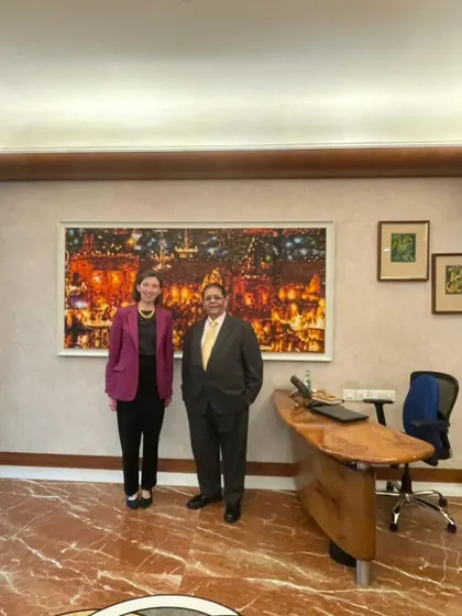 Another photo of our Managing Partner, Cyril Shroff, with the British High Commissioner, Lindy C., reflecting our commitment to global partnerships and trade dialogue.