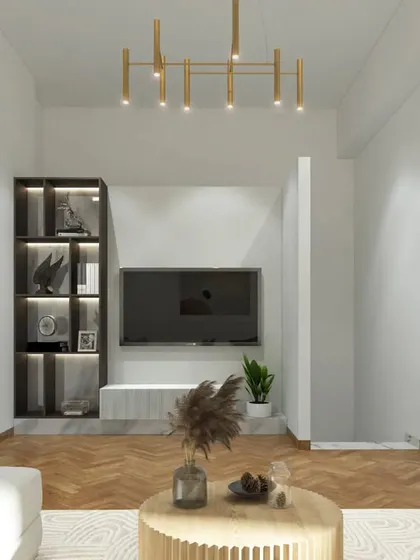 Another view of the entertainment area, highlighting the minimalist design that keeps the focus on comfort and togetherness.