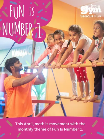A collection of posters for our "Fun is Number 1" theme, showing how we turn math concepts into movement and play for all age groups.