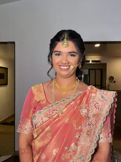 A beautiful portrait of my bride Ayushi during her Mehendi. The soft, natural makeup ensures she looks timeless and graceful.