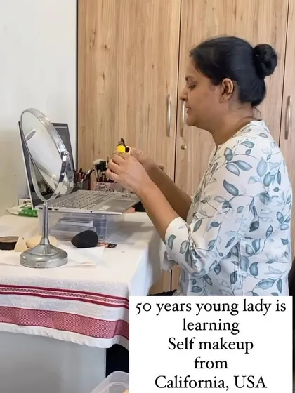 A 50-year-old lady from California, USA, learning self makeup online. It is inspiring to see women from across the globe and of all ages investing in themselves.
