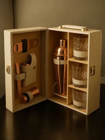 For the whiskey connoisseur, this portable Johnnie Walker Collector's Bar Kit is the epitome of class. It includes a copper shaker, elegant crystal glasses, and essential bar tools, all housed in a sophisticated travel case.