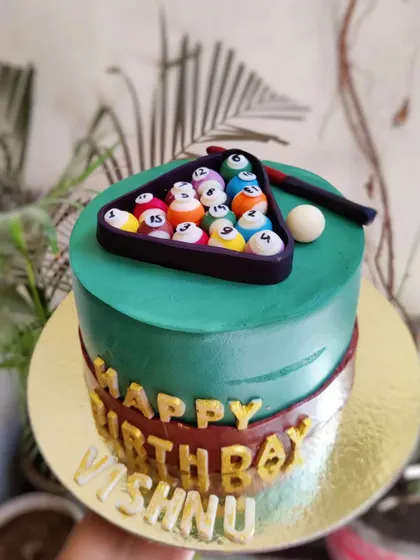How cool is this 8-ball pool cake? I made all the tiny pool balls from chocolate for a true enthusiast's birthday. It was a fun challenge!