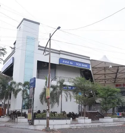 A wide shot of the Ayur Mall, illustrating its context within the urban environment of Amravati. The building stands as a modern commercial landmark designed for the needs of a growing tier-three city.
