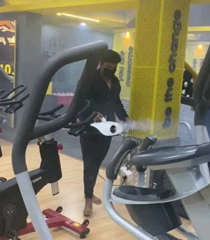 Another view of the sanitization of our spin bikes and elliptical trainers. A clean gym is a safe gym, and we take that responsibility seriously.