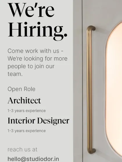 Studio Dor in Chennai is hiring an architect with 1-3 years of experience, presented in a clean, modern format.